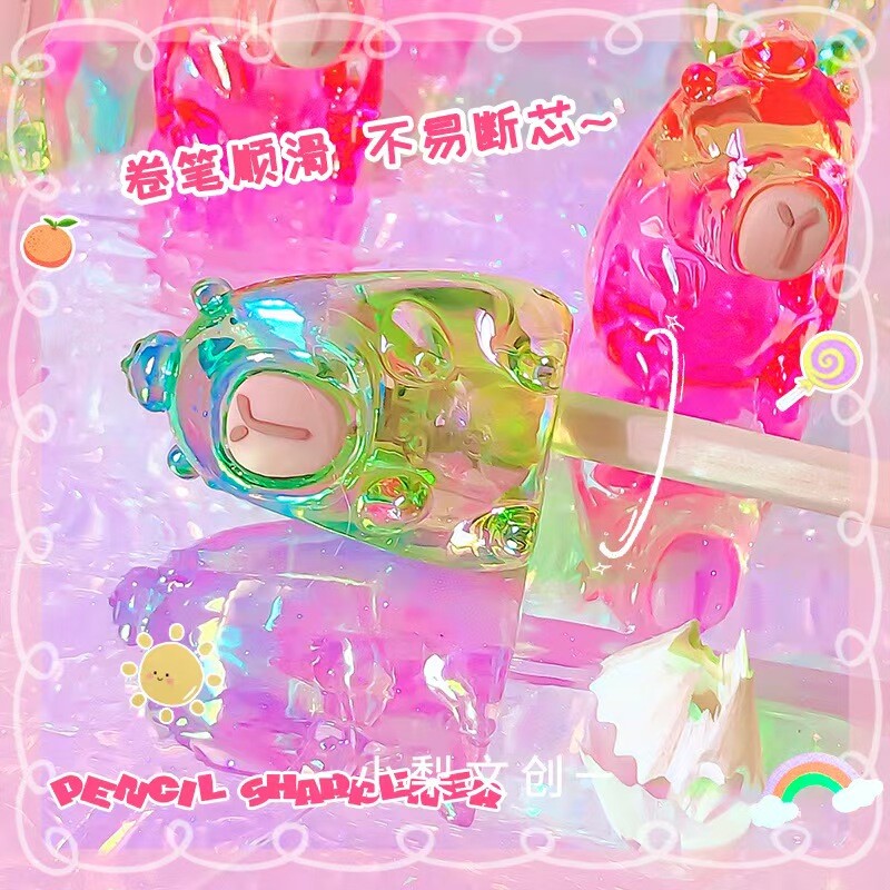 2бр./Партида Лазерна капибара Острилка за моливи Creative Cartoon Kawaii Канцеларски материали Офис Училищни пособия Корейски канцеларски материали Детски подарък