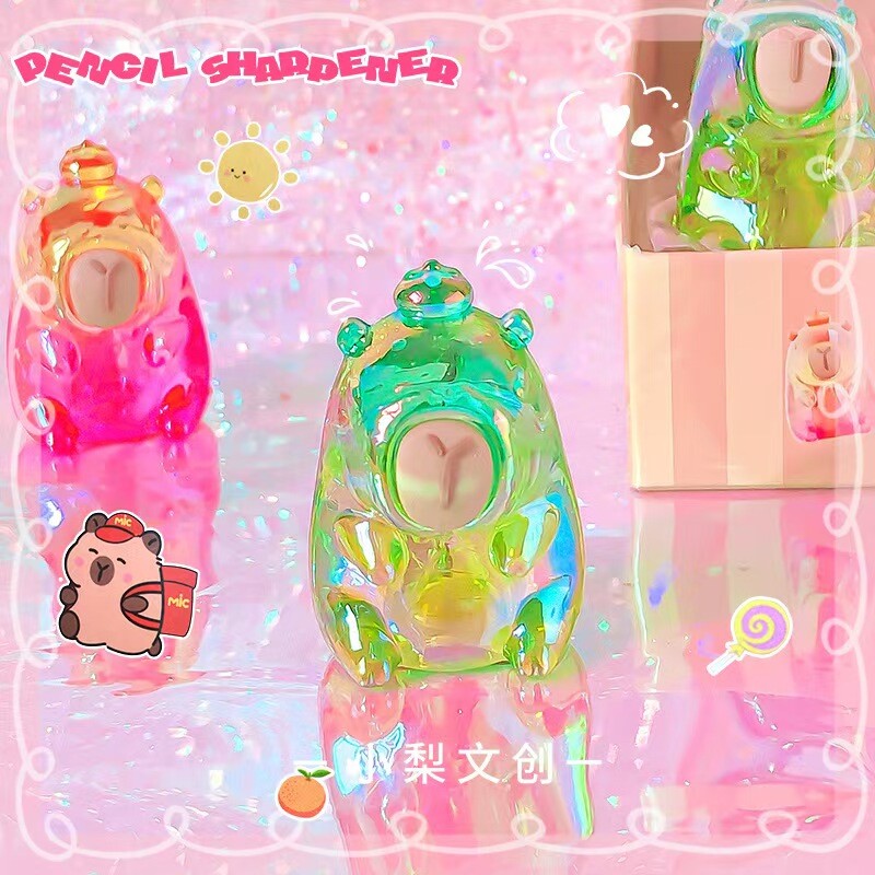 2бр./Партида Лазерна капибара Острилка за моливи Creative Cartoon Kawaii Канцеларски материали Офис Училищни пособия Корейски канцеларски материали Детски подарък