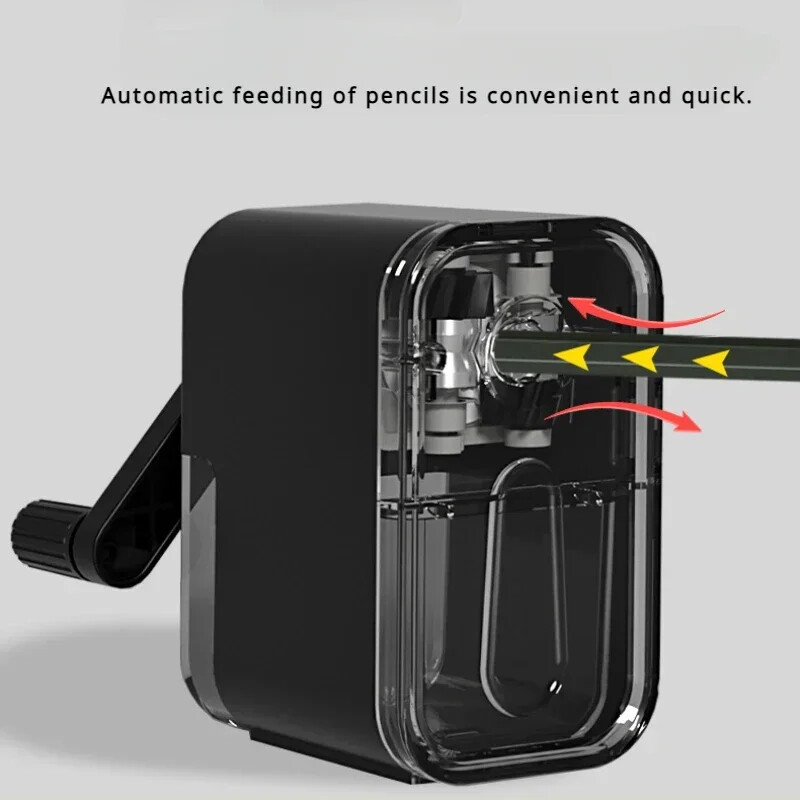 Siseneb automaatselt pliiatsiteritaja lauaarvuti pöörlev kleepumisvastane plii käsitsi väntatav mehaaniline tööriist koolitarbed