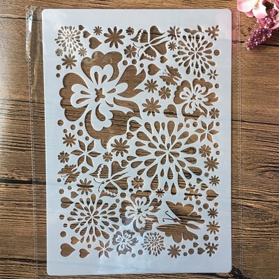 A4 29cm veľké kvety textúra DIY vrstvené šablóny nástenná maľba scrapbooking vyfarbovanie embossovanie album dekoratívna šablóna