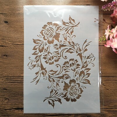 A4 29cm veľké kvety textúra DIY vrstvené šablóny nástenná maľba scrapbooking vyfarbovanie embossovanie album dekoratívna šablóna