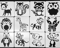 12 бр./компл. Деца Ученици Шаблон за рисуване Карикатура Животни Катерица Лъв Шаблони Шаблон за рисуване за Декор на албум с лексикон