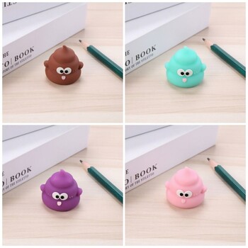 Εγχειρίδιο Creative Poo Shaped Pencil Sharpener Mini Cartoon Sharpener PVC Σχολικές προμήθειες Χαρτικά