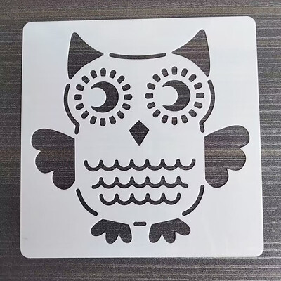 1 ΤΕΜ 13*13 cm Πρότυπο Lovely Owl Πρότυπο διακοσμητικής κάρτας DIY Layering Στένσιλ τοίχου Ζωγραφική Λεύκωμα χρωματισμού ανάγλυφο άλμπουμ Πρότυπο διακοσμητική κάρτα