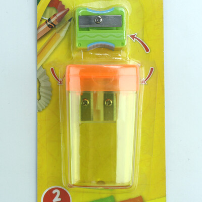 2 vnt/komplektas studentams apverčiami dvigubų skylučių pieštukų drožtukai Patogi ir patvari pažangi lizdinė pakuotė, 614A-2plus