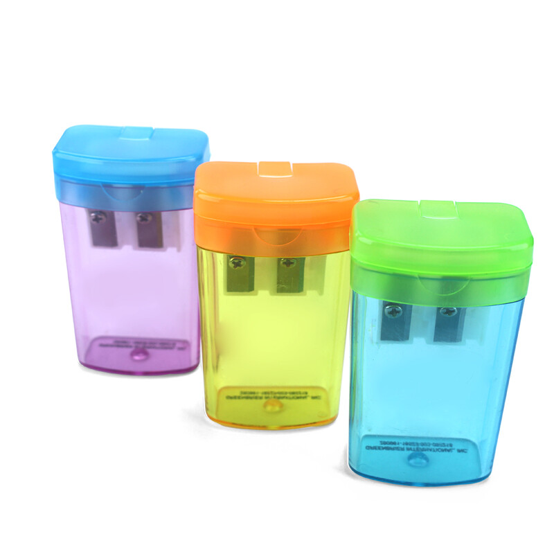 2 vnt/komplektas studentams apverčiami dvigubų skylučių pieštukų drožtukai Patogi ir patvari pažangi lizdinė pakuotė, 614A-2plus