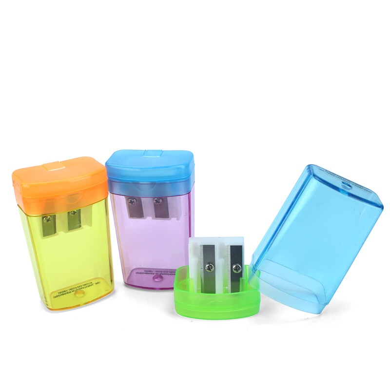 2 vnt/komplektas studentams apverčiami dvigubų skylučių pieštukų drožtukai Patogi ir patvari pažangi lizdinė pakuotė, 614A-2plus