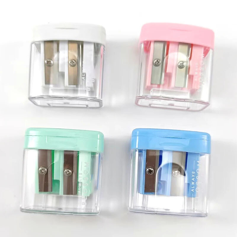 Ascuțitoare de creion din plastic cu găuri duble Mașină de tăiat creion standard de culoare bomboană 0576