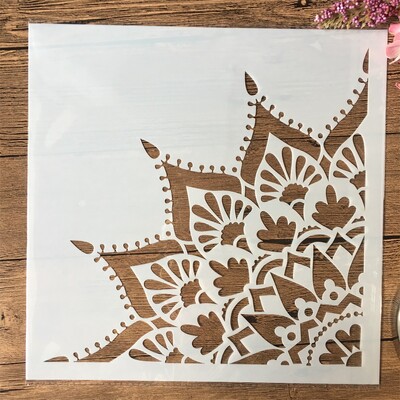 30*30 см голямо геометрично колело за мандала Направи си сам шаблони за наслояване, албум за оцветяване, щамповане, албум, декоративен шаблон