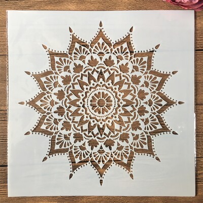 30*30 см голямо геометрично колело за мандала Направи си сам шаблони за наслояване, албум за оцветяване, щамповане, албум, декоративен шаблон