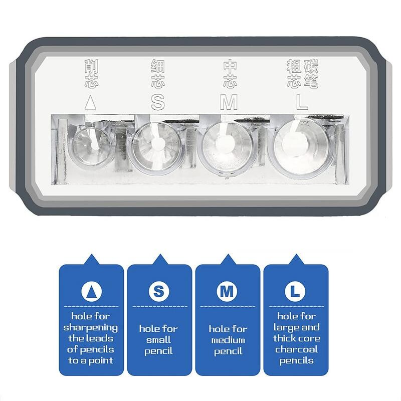 Острилка с 4 дупки Многофункционална острилка за моливи с капак за въглен Молив Скица Моливи Рисуване