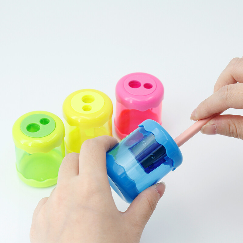 1kom slatko ručno šiljilo velikog kapaciteta s dvije rupe, izdržljivo cilindrično plastično šiljilo za olovke