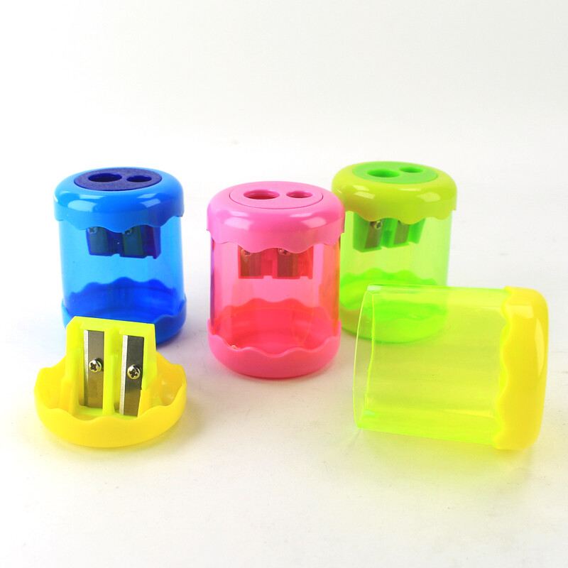 1kom slatko ručno šiljilo velikog kapaciteta s dvije rupe, izdržljivo cilindrično plastično šiljilo za olovke