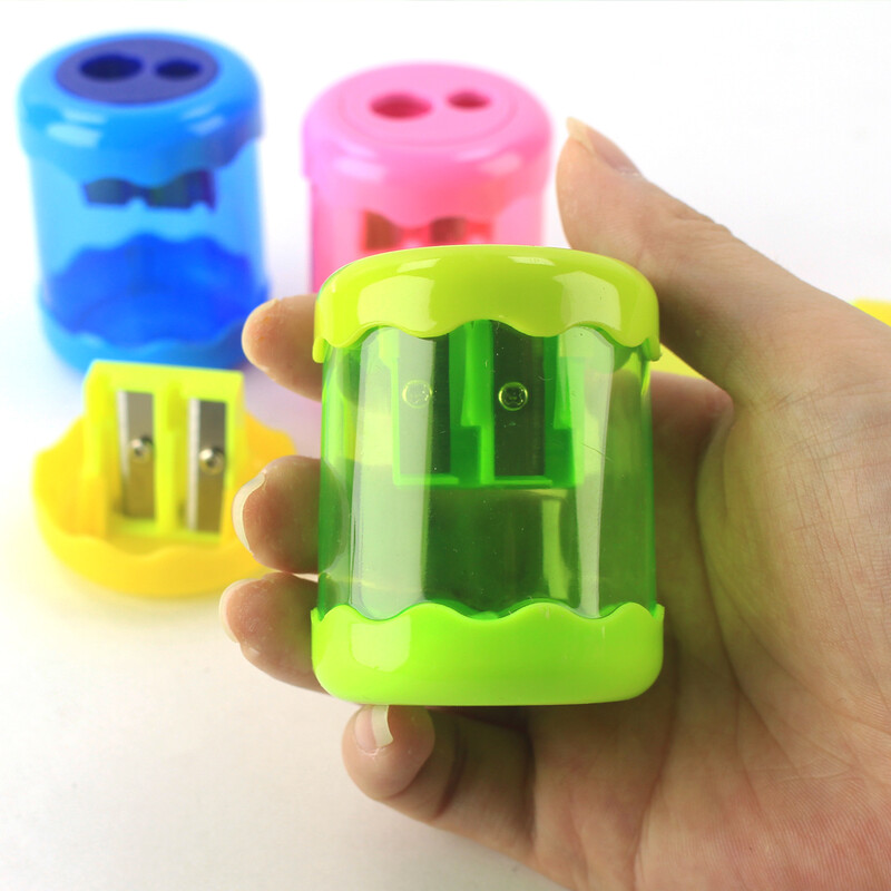 1kom slatko ručno šiljilo velikog kapaciteta s dvije rupe, izdržljivo cilindrično plastično šiljilo za olovke