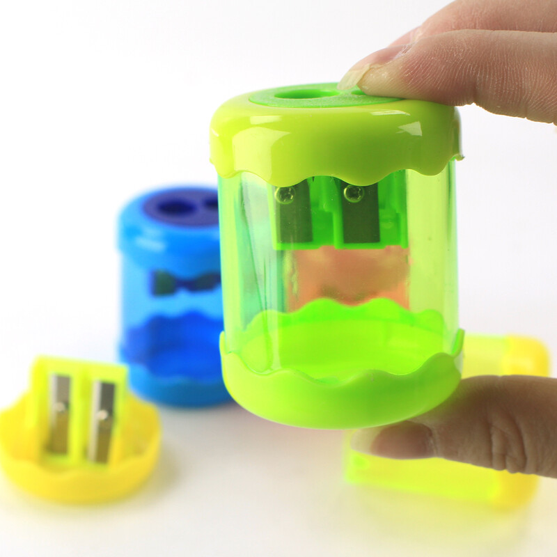 1kom slatko ručno šiljilo velikog kapaciteta s dvije rupe, izdržljivo cilindrično plastično šiljilo za olovke