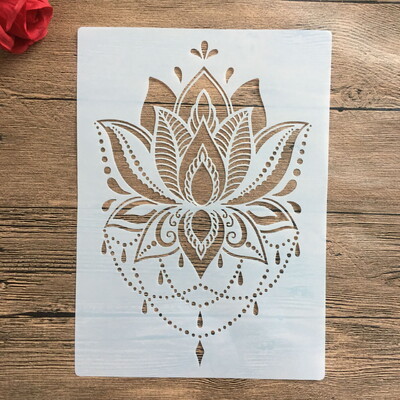 A4 29 * 21cm Mandala virág DIY Stencilek Falfestmény Scrapbook Színező Dombornyomó Album Dekoratív Papír Kártyasablon, fal