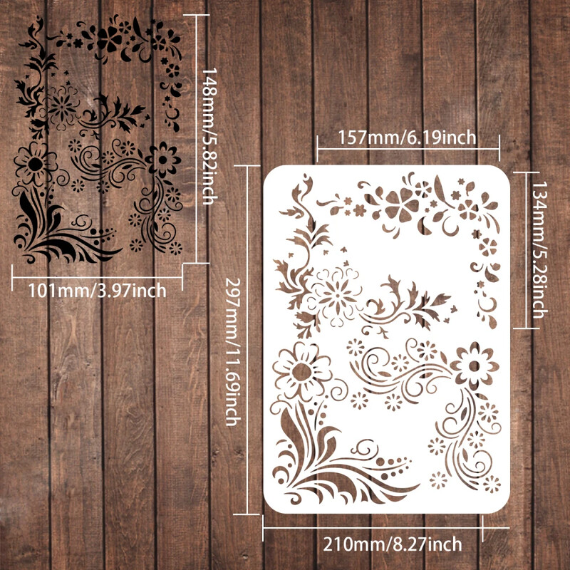 Цветен ъгъл Направи си сам Декоративен шаблон за шаблон A4 Голям шаблон за многократна употреба Mylar Paint Дървени тебеширени табели за мебели Празник