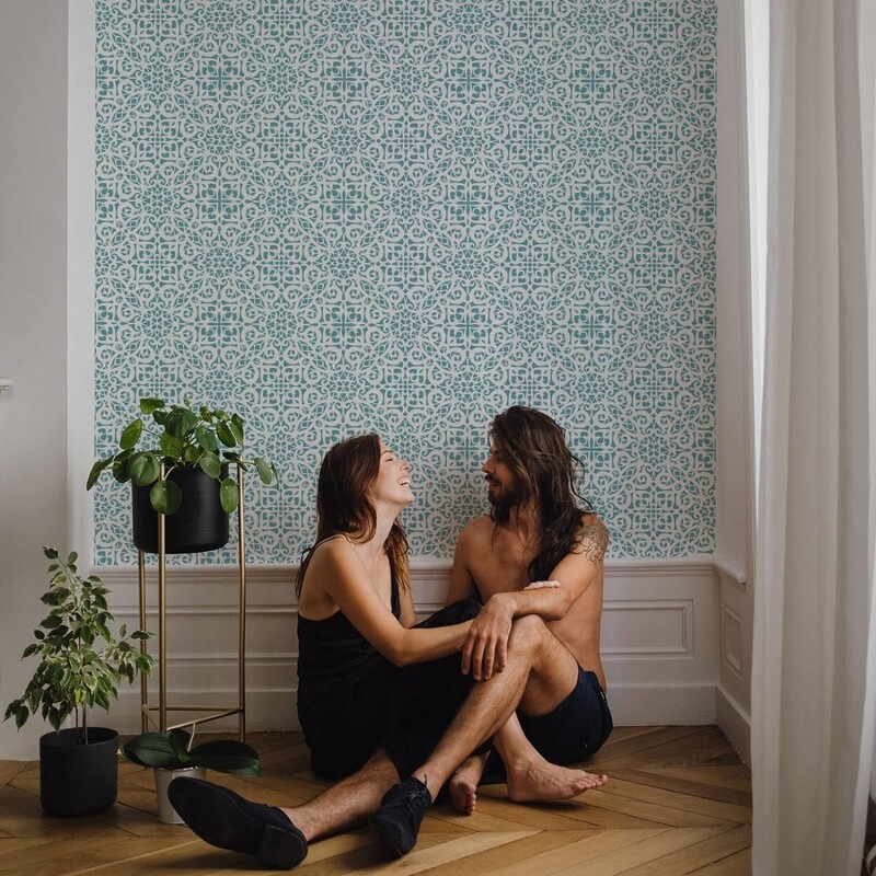 Богато украсен флорален шаблон 11,8x11,8 инча дантелен шаблон Templete Пластмасови шаблони за рисуване на цветя с мандала Многократно използваем дантелен шаблон с цветя