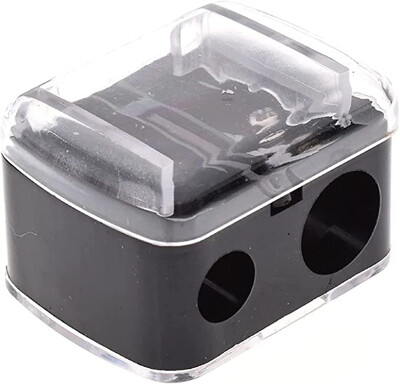 1 tk kahekordse auguga pliiatsiteritaja, must mini pliiatsiteritaja, laste kooli õppekirjatarbed