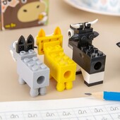 Blocuri de construcție în formă de animal DIY Ascuțitor creion Desen Puzzle Jucării Asamblare DIY Ascuțitor creion Schițe Scriere