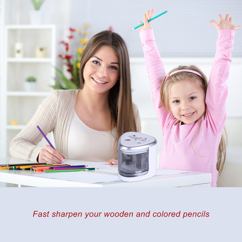 Višenamjensko automatsko električno šiljilo za olovke na baterije s 2 rupe (6-8 mm / 9-12 mm) za učenike kod kuće, plavo