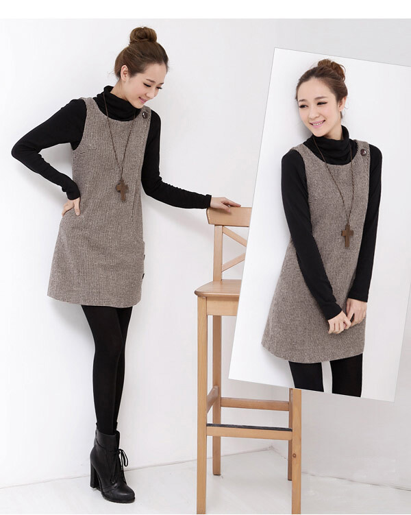 Vestă de lână cu dinți de lână, fustă fără mâneci de toamnă și iarnă de damă, mărime mare, jupon la modă, rochie de slăbit