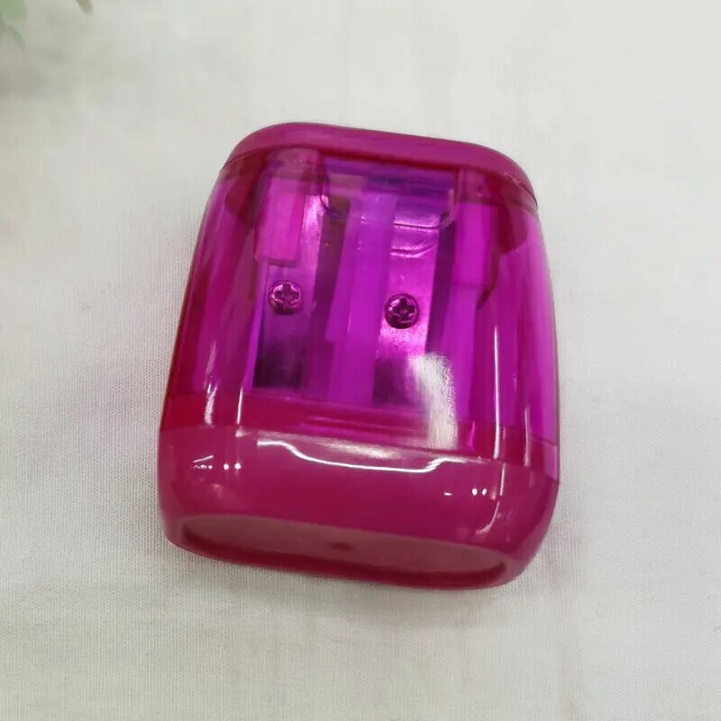 1 buc. Ascuțitor de creion transparent de culoare din plastic pentru elevi Ascuțitor de creioane cu orificiu cu două orificii geometrice