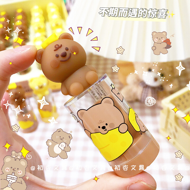 Cheese Bear Острилка за моливи Kawaii Канцеларски материали Училищни офис консумативи Сладка острилка за молив Creative back to school Прекрасно