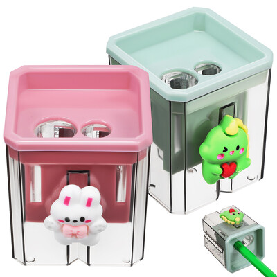 Električno šiljilo za olovke od 2 komada, ručno, plastično za učionicu, nož, crtani film, mala šiljila, uredski pribor za djecu, ručni