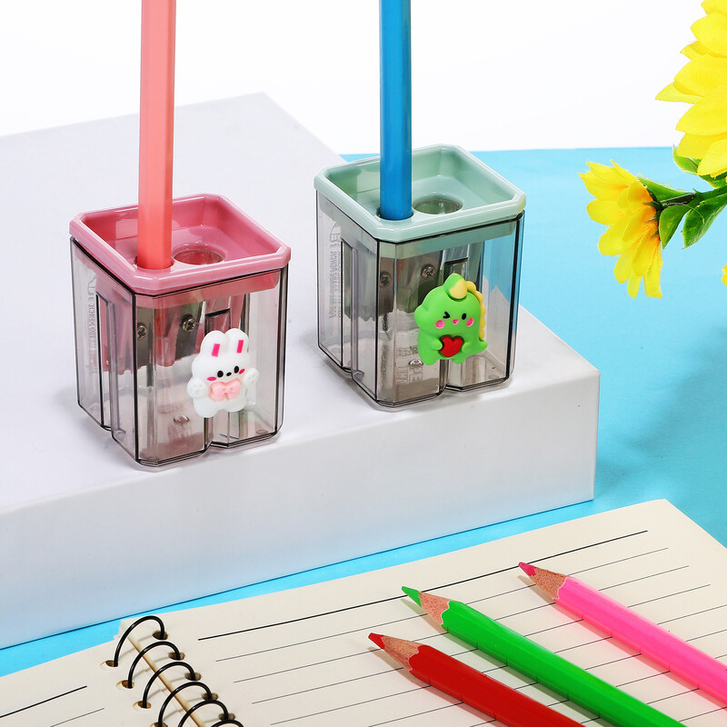 Električno šiljilo za olovke od 2 komada, ručno, plastično za učionicu, nož, crtani film, mala šiljila, uredski pribor za djecu, ručni