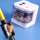 Ascuțitoare electrică pentru creion cu USB și baterie Moduri duale Capac de siguranță cu orificiu dublu Rechizite pentru înapoi la școală pentru copii Papeleria