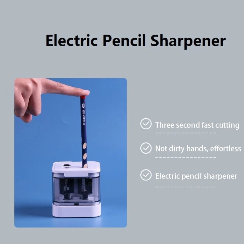 Ascuțitoare electrică pentru creion cu USB și baterie Moduri duale Capac de siguranță cu orificiu dublu Rechizite pentru înapoi la școală pentru copii Papeleria