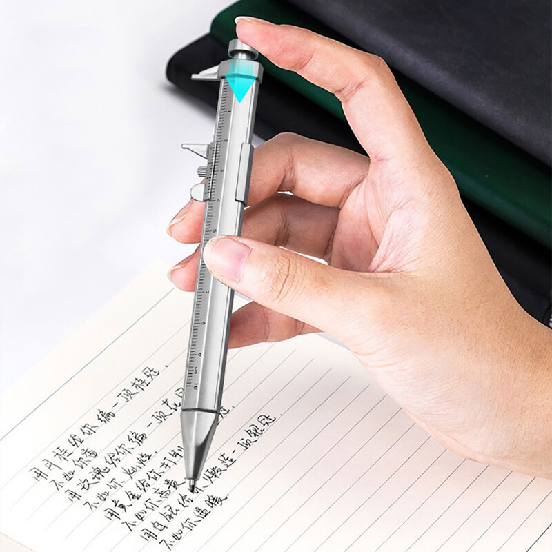 Мултифункционална писалка с калипер 0/100 Vernier Caliper Roller 1.0mm Ball Point Пластмасови студентски канцеларски материали Подарък Измервателни инструменти