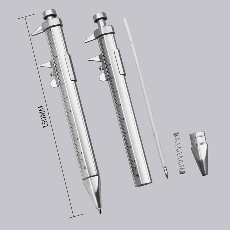 Мултифункционална писалка с калипер 0/100 Vernier Caliper Roller 1.0mm Ball Point Пластмасови студентски канцеларски материали Подарък Измервателни инструменти