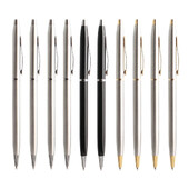 10 buc/set pix cu bilă rotativă din metal pixuri Papetarie pentru rechizite de birou și școală Cerneală albastru negru 0,7 mm scris