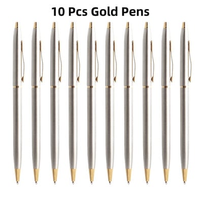 10 buc/set pix cu bilă rotativă din metal pixuri Papetarie pentru rechizite de birou și școală Cerneală albastru negru 0,7 mm scris