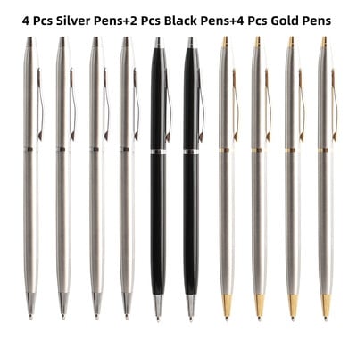 10 buc/set pix cu bilă rotativă din metal pixuri Papetarie pentru rechizite de birou și școală Cerneală albastru negru 0,7 mm scris