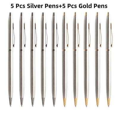 10 buc/set pix cu bilă rotativă din metal pixuri Papetarie pentru rechizite de birou și școală Cerneală albastru negru 0,7 mm scris