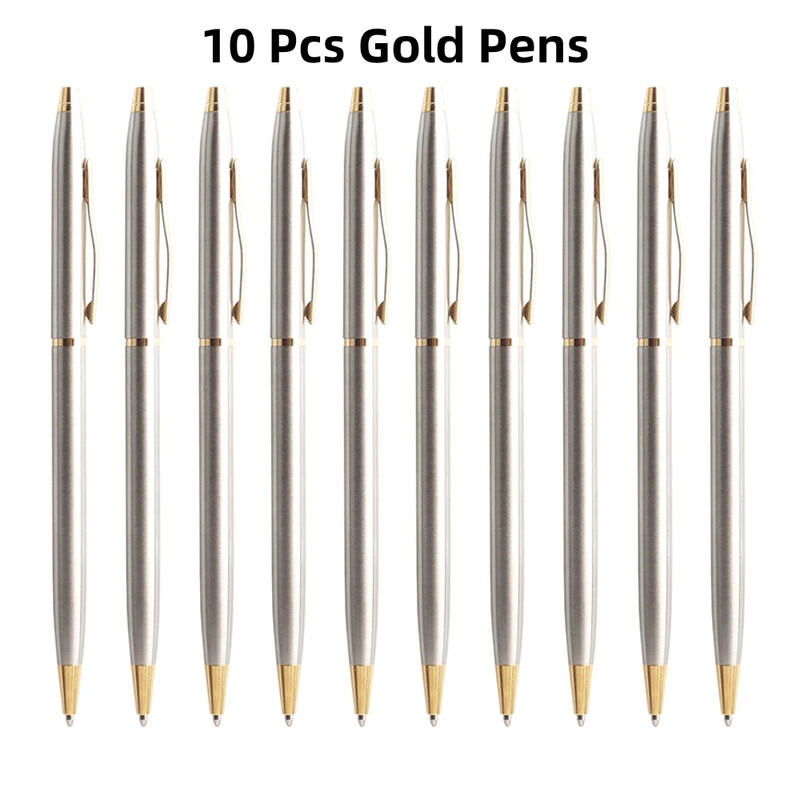 10 buc/set pix cu bilă rotativă din metal pixuri Papetarie pentru rechizite de birou și școală Cerneală albastru negru 0,7 mm scris