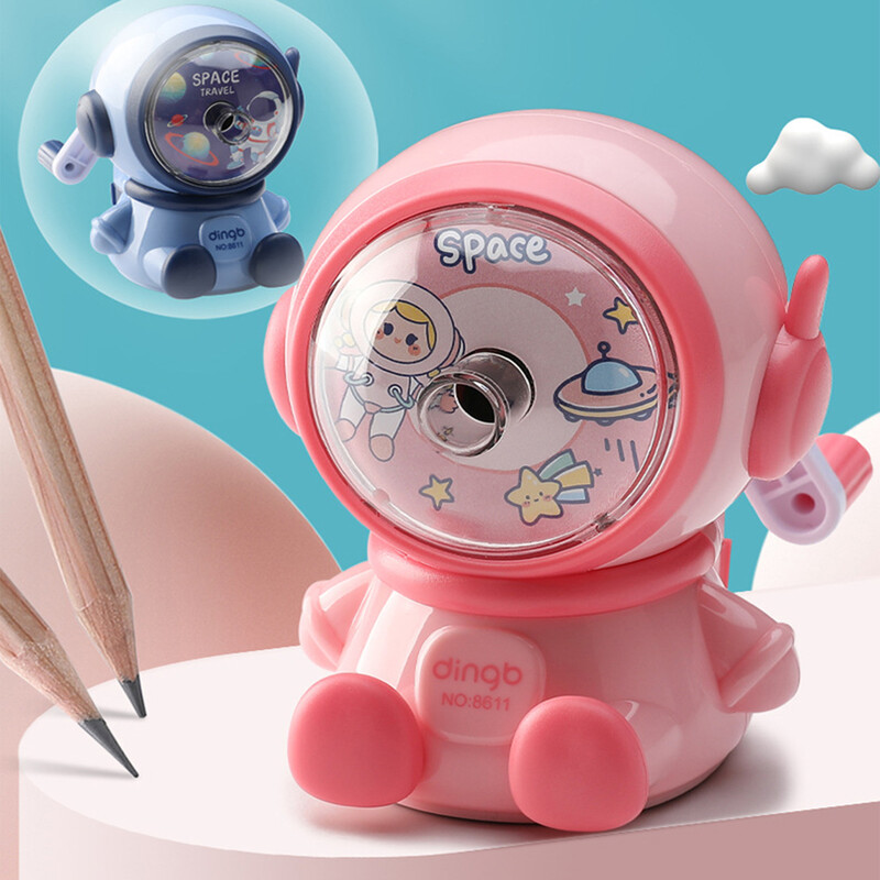 Astronauti modelleerimine Käsitsi vändatav pliiatsiteritaja mehaaniline automaatne pliiatsiteritaja Kunst Üliõpilaste kontoritarbed Roosa sinine