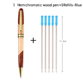 Луксозен комплект ретро дървени химикалки със синьо/черно пълнене Творчески въртящи се бизнес химикалки с подпис Училищни канцеларски материали