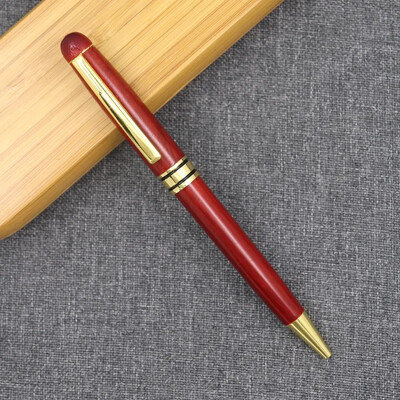 Луксозен комплект ретро дървени химикалки със синьо/черно пълнене Творчески въртящи се бизнес химикалки с подпис Училищни канцеларски материали