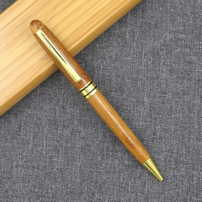 Луксозен комплект ретро дървени химикалки със синьо/черно пълнене Творчески въртящи се бизнес химикалки с подпис Училищни канцеларски материали