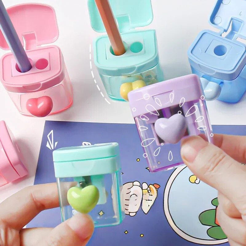 Карикатура Острилка за моливи с една/двойна дупка Режещ инструмент за моливи Ученически канцеларски материали Прости училищни офис консумативи Високо качество