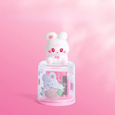 1 bucă ascuțitoare de creion cu două orificii cu design creativ de desene animate tridimensionale 3D, cu ornamente din silicon, creioane de mai multe dimensiuni