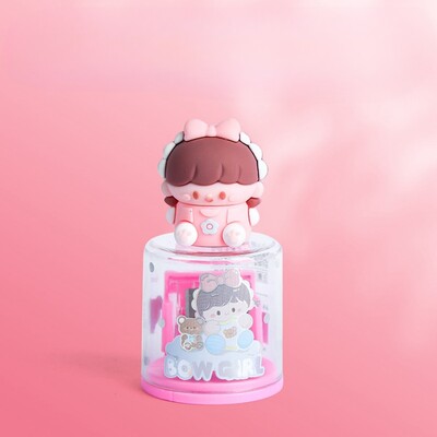 1 bucă ascuțitoare de creion cu două orificii cu design creativ de desene animate tridimensionale 3D, cu ornamente din silicon, creioane de mai multe dimensiuni