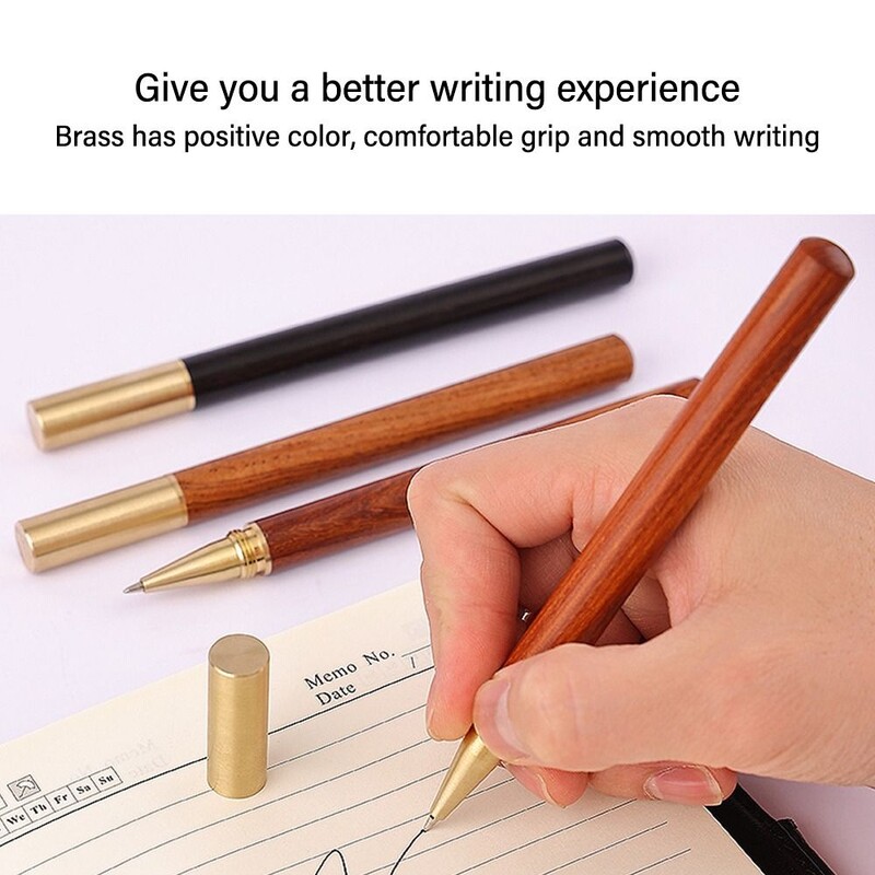 Гелова писалка с дървено тяло Винтидж канцеларски материали Бързосъхнеща химикалка с писалка с черно мастило 0,5 mm Писалка с подпис Подарък Училищен офис Неутрална писалка