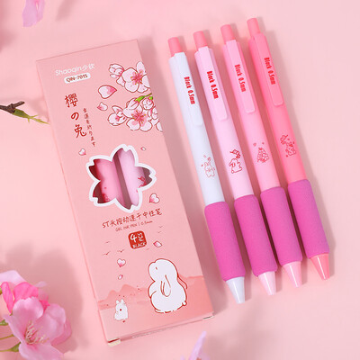 4 tk Blue Style geelpliiatsite komplekt, 0,5 mm kuuliga musta värvi tint kooli kontoritarvete kirjutamiseks