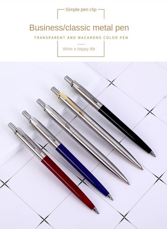 Метална химикалка в стил на рекламна преса Търговски подаръчни химикалки за училище Офис Ядро Solventborne Автоматична химикалка с черно мастило