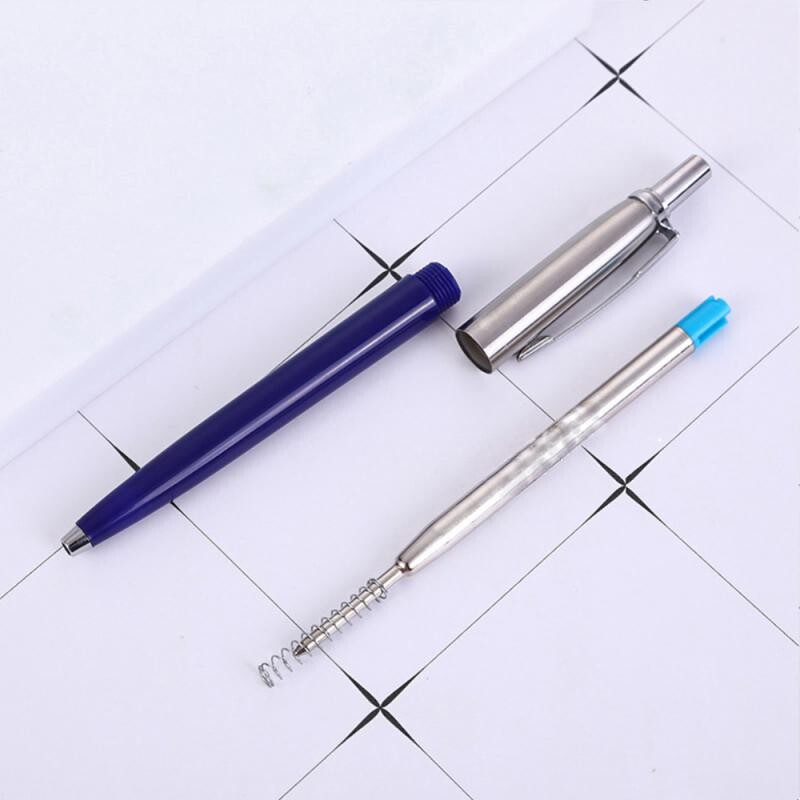 Метална химикалка в стил на рекламна преса Търговски подаръчни химикалки за училище Офис Ядро Solventborne Автоматична химикалка с черно мастило